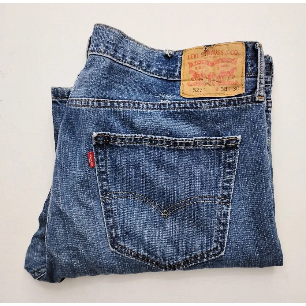 Levi's 527 Jeans Mens 38x30 Slim Bootcut Blue Denim